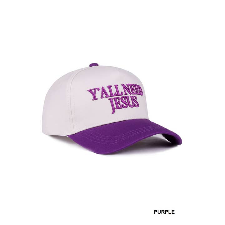 Vanilla Monkey - Wholesale Baseball Cap - Women's - Y'all Need Jesus Two Tone Canvas Cotton Cap3