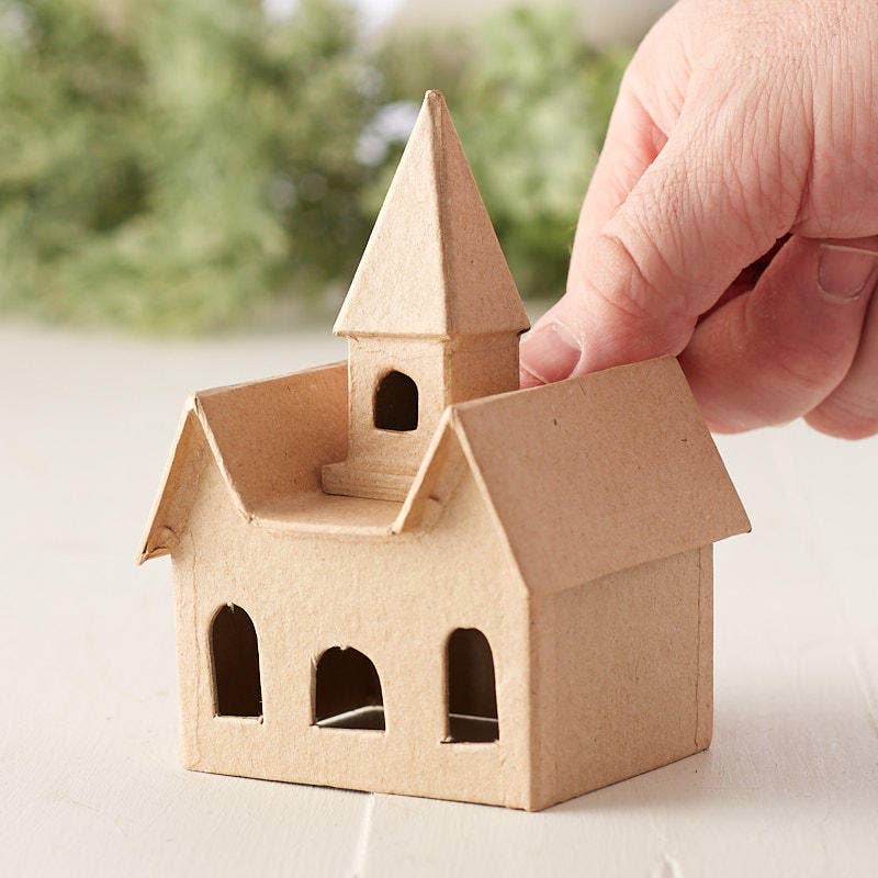 Factory Direct Craft – Objeto de mesa decorativo por atacado – Casas e Igreja Pré-Fabricadas em Papel Machê - Escolha Casa ou Igreja2