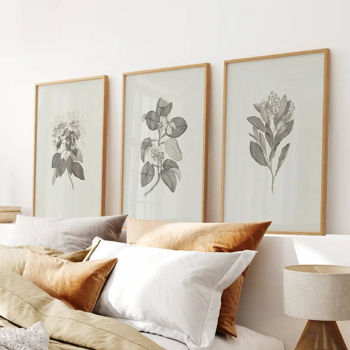 Antique Floral Print. Neutral Botanical Wall Art Decor for wholesale by Art Lane