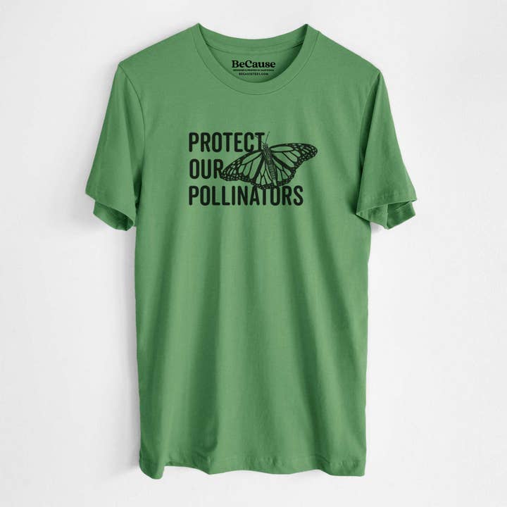 Protégez nos pollinisateurs - Chandail à col rond unisexe léger 100 % coton pour la vente par Because Tees