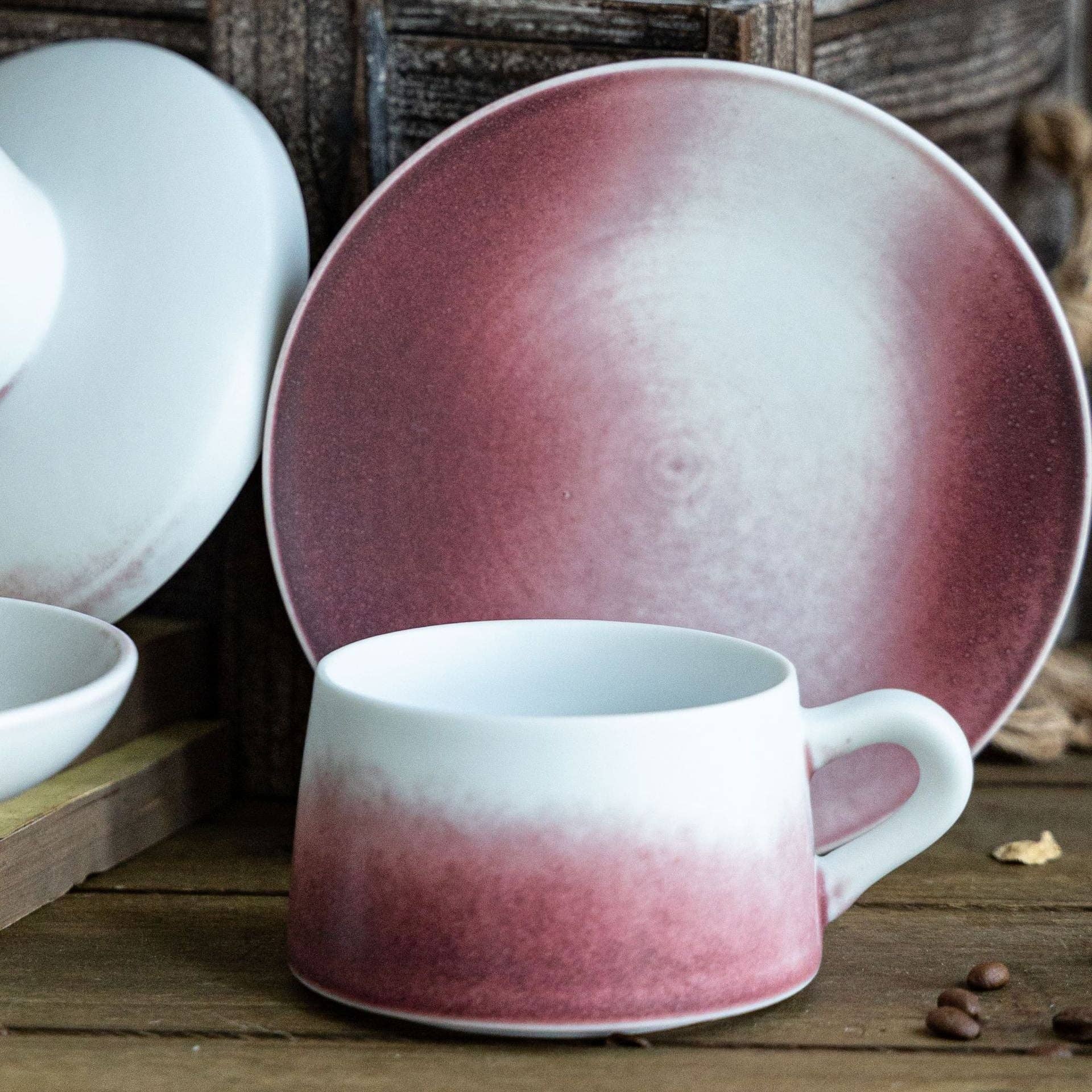 Gohobi （We cover U.S. import duties） - Vendita all'ingrosso Tazza - Set tazza e piattino in gres giapponese colorato graduale fatto a mano Gohobi4