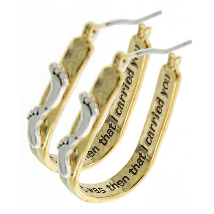 Aros tipo argolla FR2439 con huellas en la arena, 2 tonos y 1 para venta al por mayor de 0011 PREMIERE