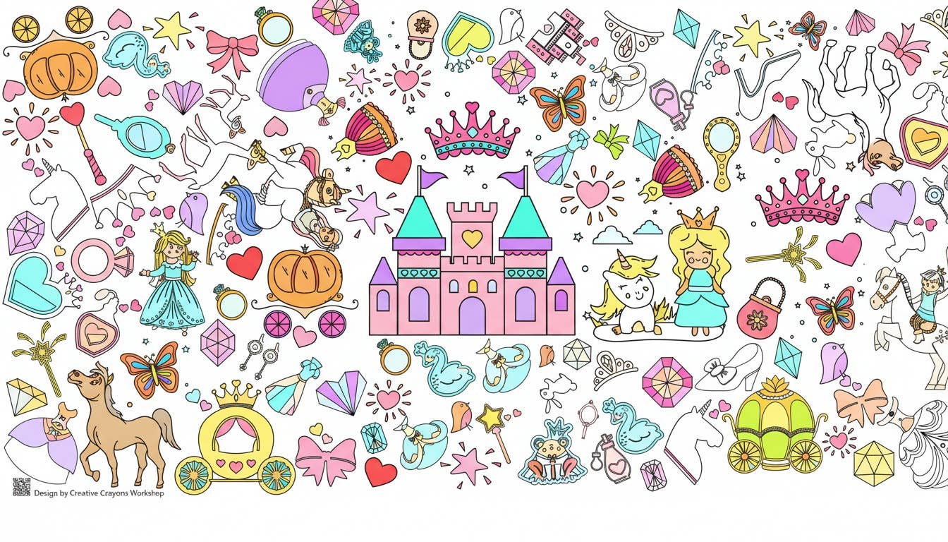 Creative Crayons Workshop - Wholesale Coloring Tablecloth - Kids & Baby - Princess Coloring Tablecloth | Princess Party Decor6