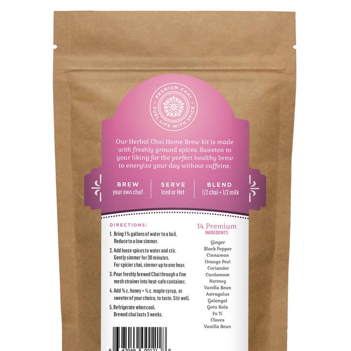 Morning Glory Chai - Wholesale Health/Detox Tea - Herbal Chai Brew Kit Each1