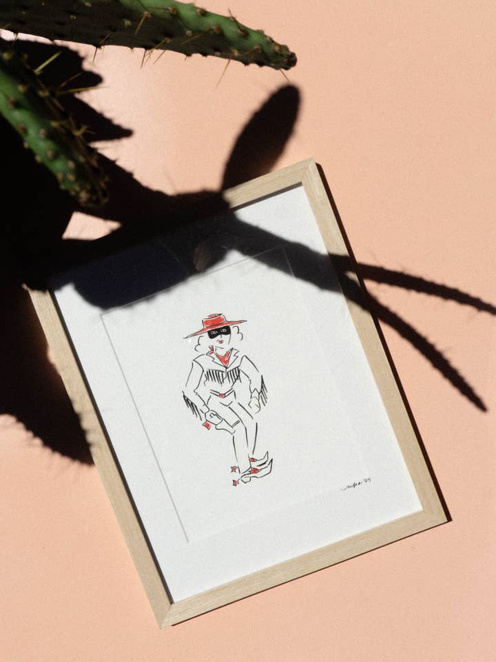 Western illustration, modern cowgirl wall decor, art print for wholesale by Mel K. Olrich Art