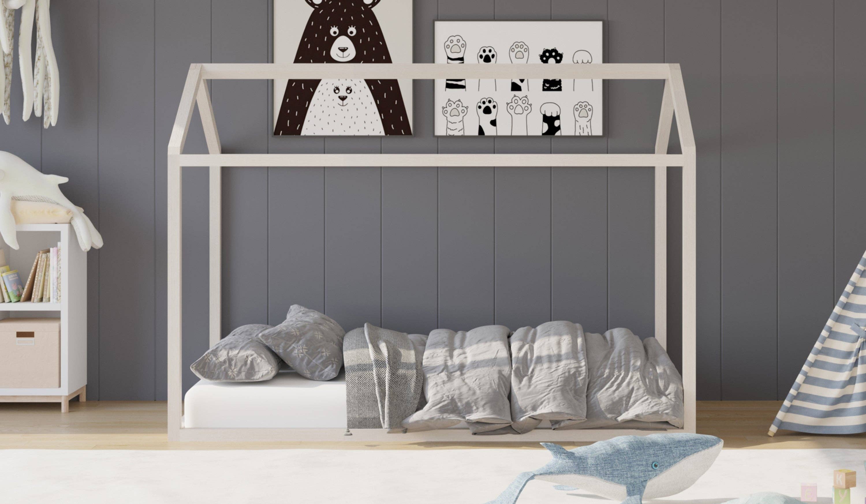 Home Design - Wholesale Bed - Kids & Baby - Home Design Perry Twin Solid Wood Canopy Bed Frame5