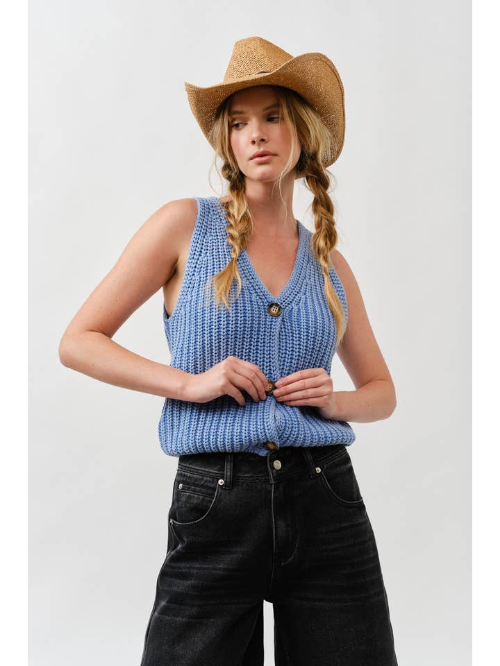 Aaron & Amber - Wholesale Sweater Vest - Women's - MAS3218 VINTAGE WASHED SWEATER VEST
