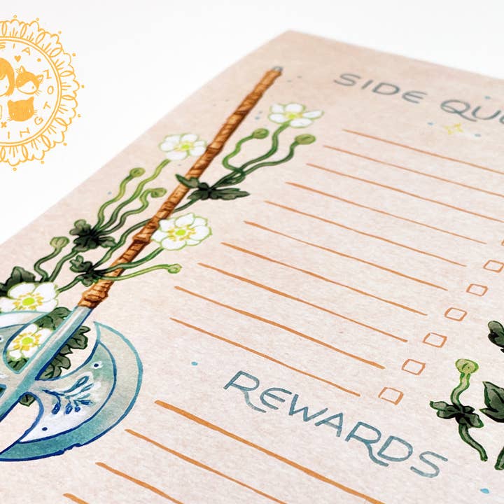 Stasia Burrington Illustration - Wholesale Notepad - Notepad - Side Quests - Great Axe2