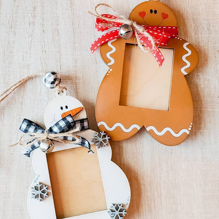 Hollow Grove Designs - Wholesale Ornament - Photo Frame Ornament | Gingerbread Ornament | Snowman1