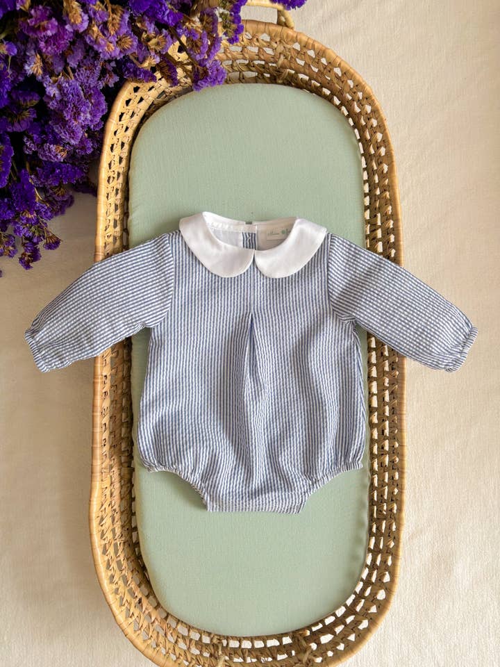 Cute Blue Stripe Peter Pan Collar for wholesale by Maria Jasmim Baby & Child