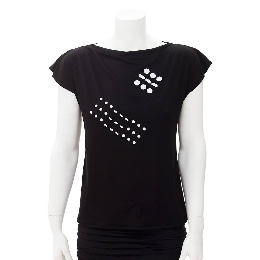 Matrushka - Wholesale T-Shirt (Graphic) - Women's - Women's Black Morse Code Tee