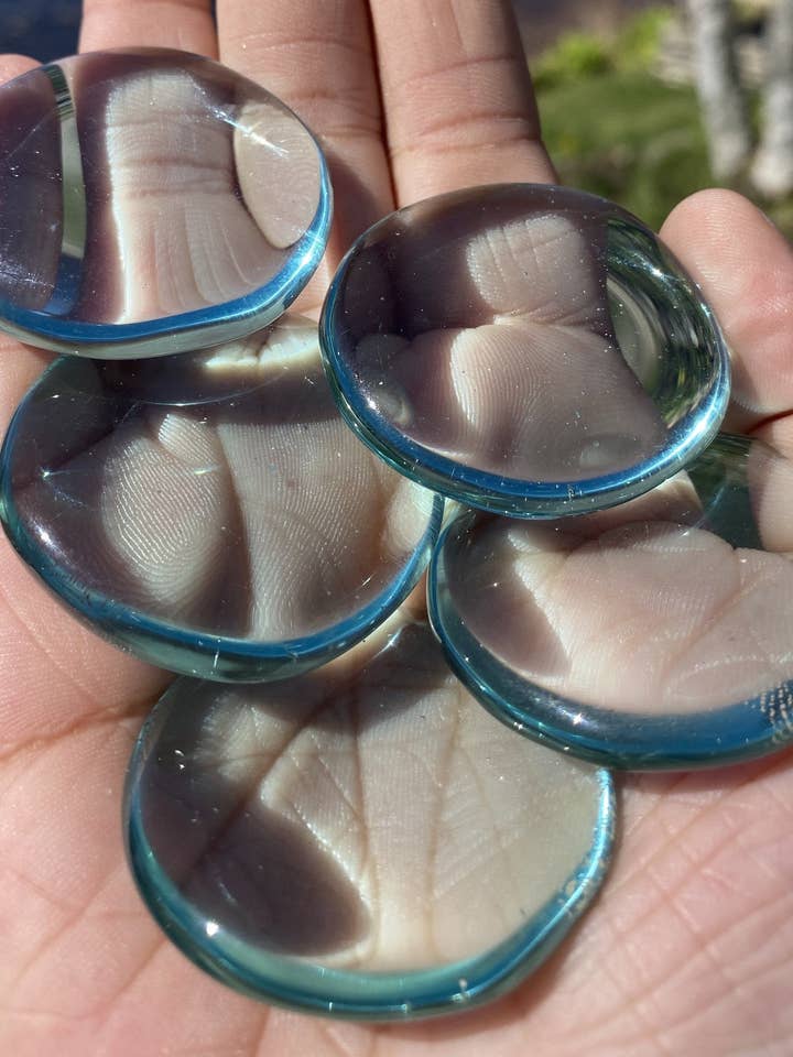 Blue Obsidian Polished Palm Stones for wholesale by Moonbeam Healing