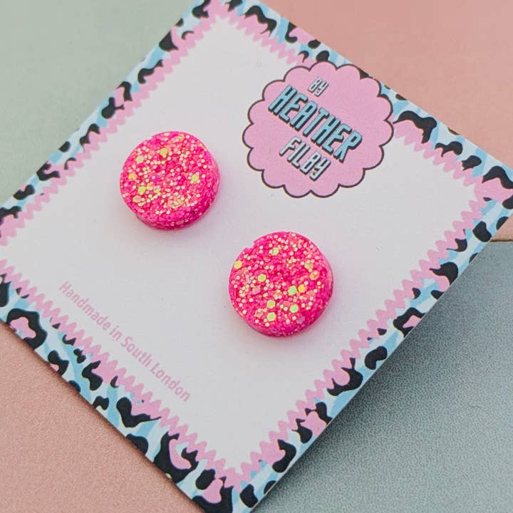 By Heather Filby – wholesale Stud/post earrings – Glitter Circle Stud Earrings (MORE COLOURS) - Best Seller7