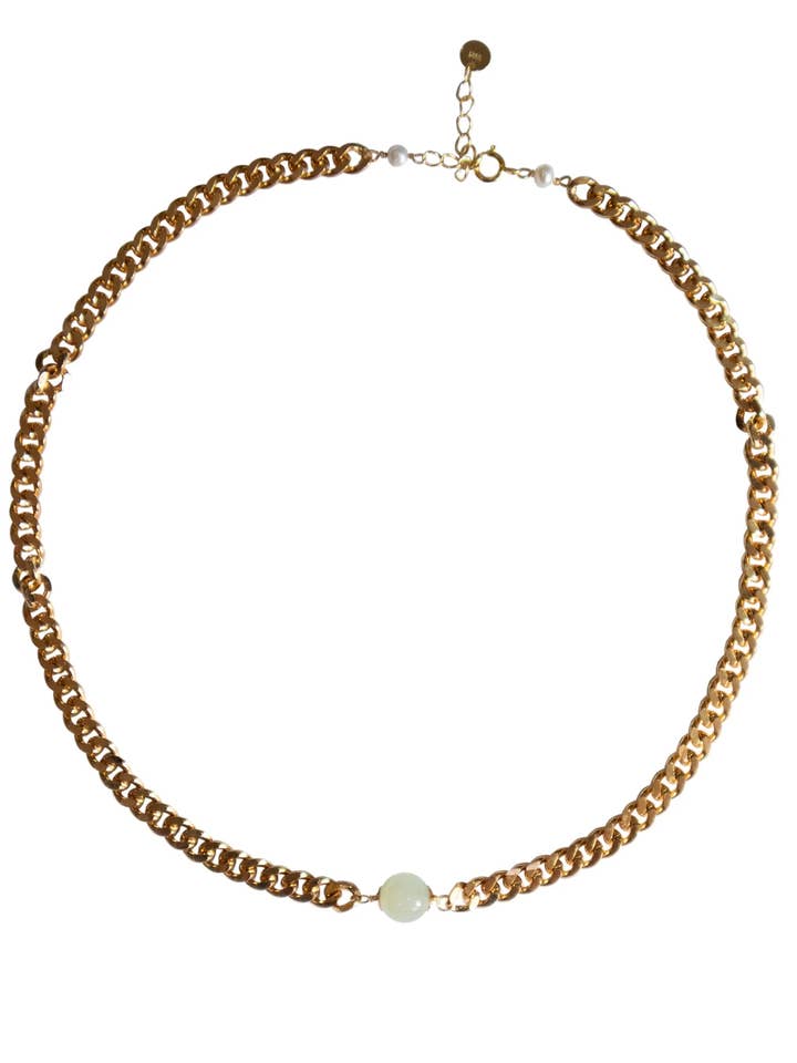 Charlotte — Green Jade Gold Chain Necklace for wholesale by seree