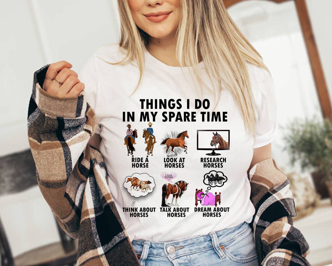 House Of Rodan - Vendita all'ingrosso Maglietta stampata - Donna - Cose che faccio nel tempo libero - Maglietta equestre Horse Lover2