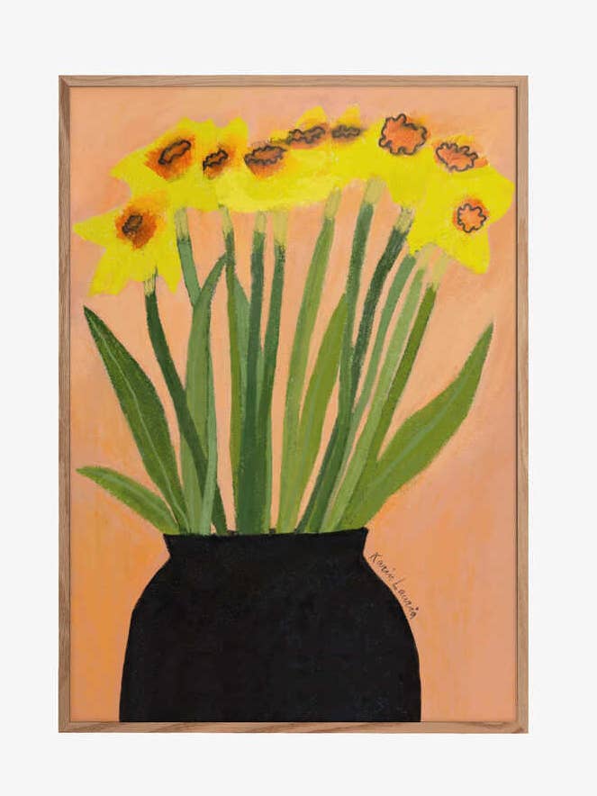 Narcisses dans un vase noir pour la vente par Pictufy Wholesale