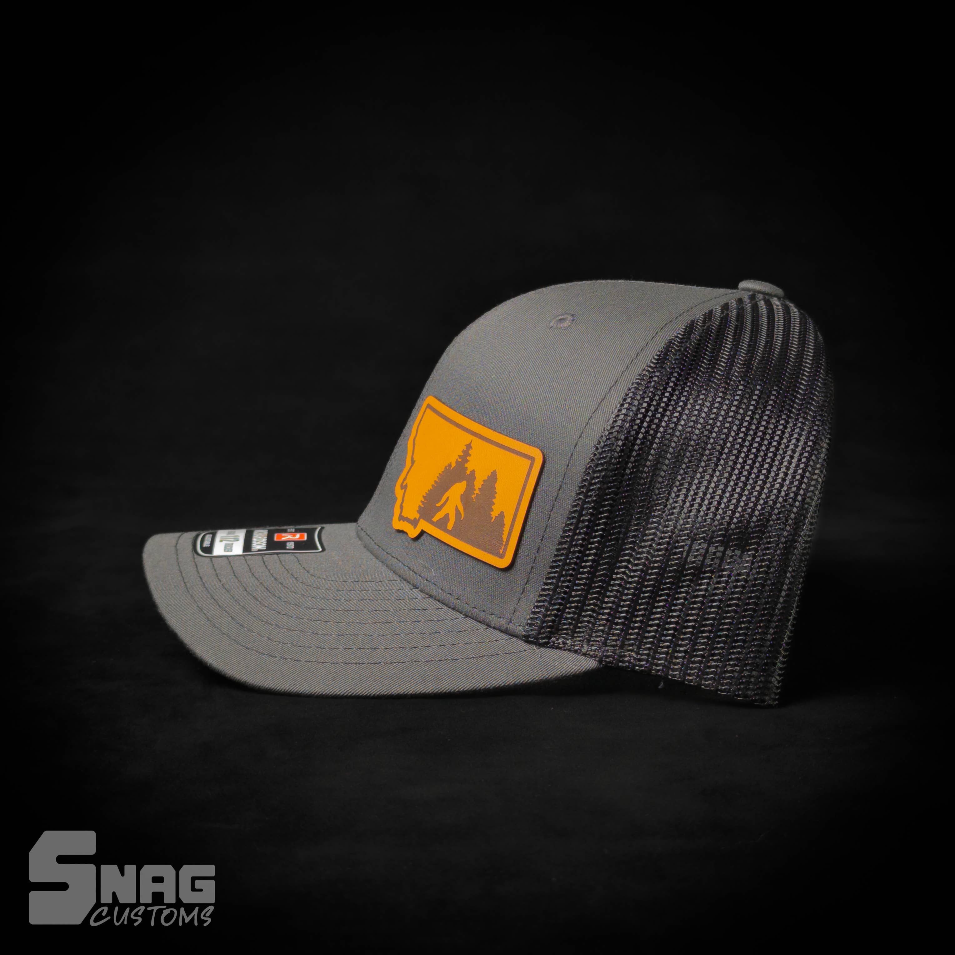 Snag Customs - Wholesale Trucker Hat - Unisex - Montana Sasquatch, Yeti, Bigfoot Leather Patch Hat7