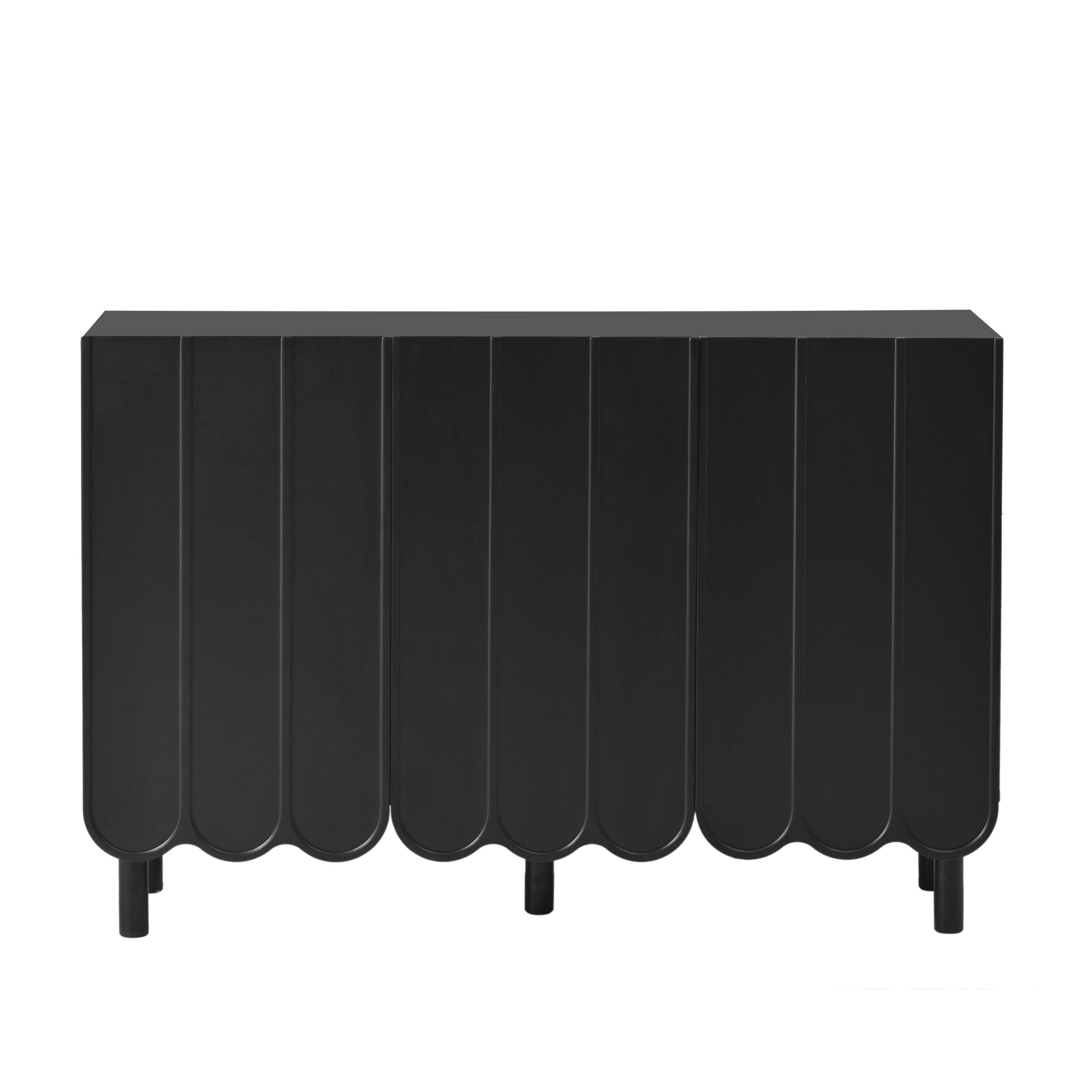 39F Inc. - Wholesale Cabinet - Minimalist Shoe Cabinet/Sideboard (Black/White, Wave Doors)9