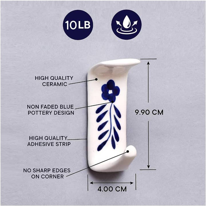 Daana Paani LLC - Wholesale Wall Hook - 48 Piece Ceramic Wall Adhesive Hooks for Hanging Coat1