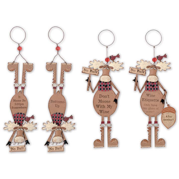 Sunset Vista Designs - Wholesale Wine Charm - Moose Wine Charm and Magnet 4 Asst1
