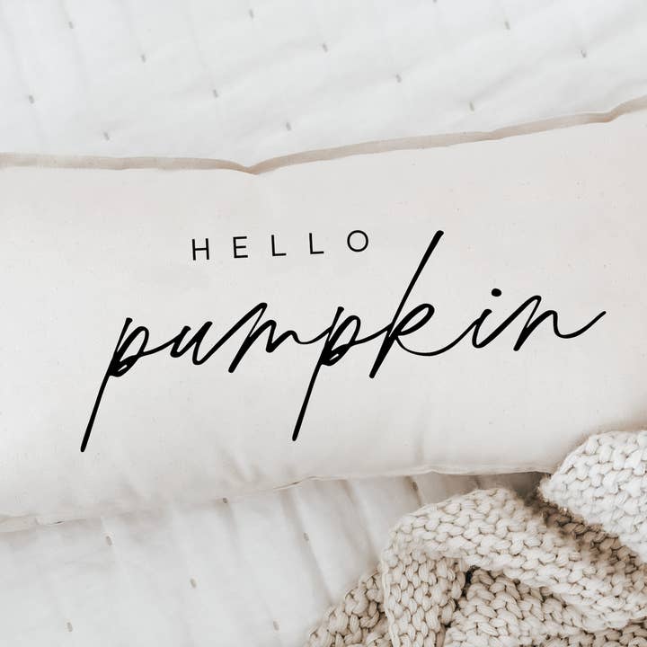 Hello Pumpkin Lumbar Pillow for wholesale by DWELL Home Shoppe