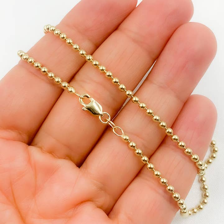 Collier à billes en or jaune massif 14K 220CP. pour la vente par Jewels & Chains