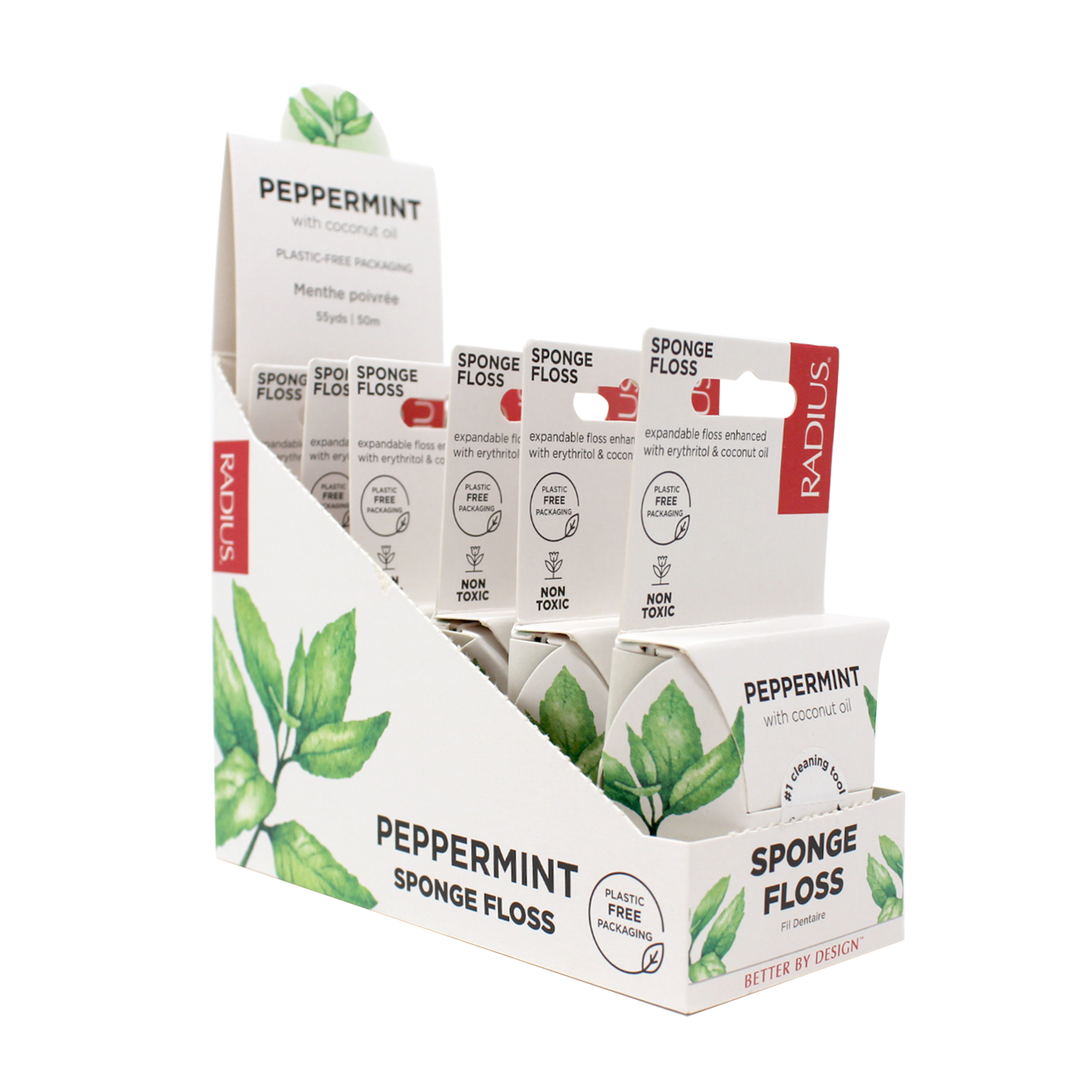 RADIUS - Wholesale Floss - Vegan Peppermint Sponge Floss, 55yd4