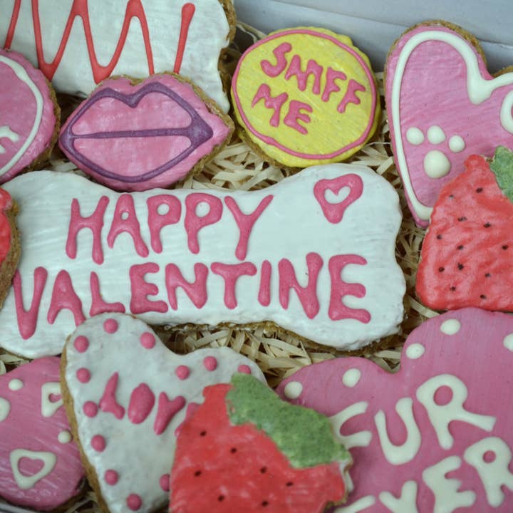 Four Legged Fancies dog bakery - Vendita all'ingrosso Biscotto - Cani - Biscotti ghiacciati di San Valentino per cani