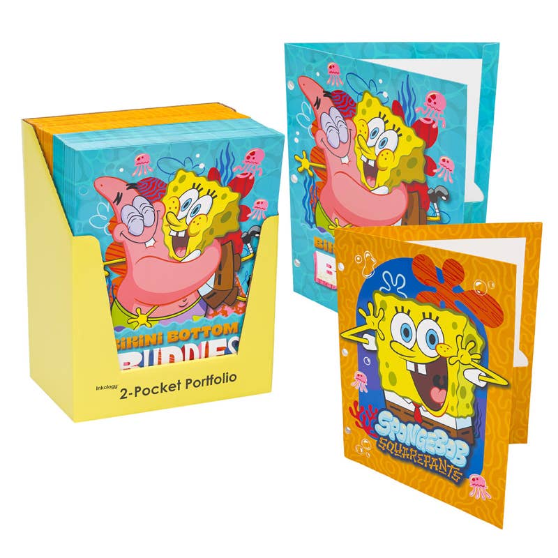 Deluxe Import Trading - Wholesale Notebook - SpongeBob Squarepants 2-Pocket Portfolio 12'' Assorted0