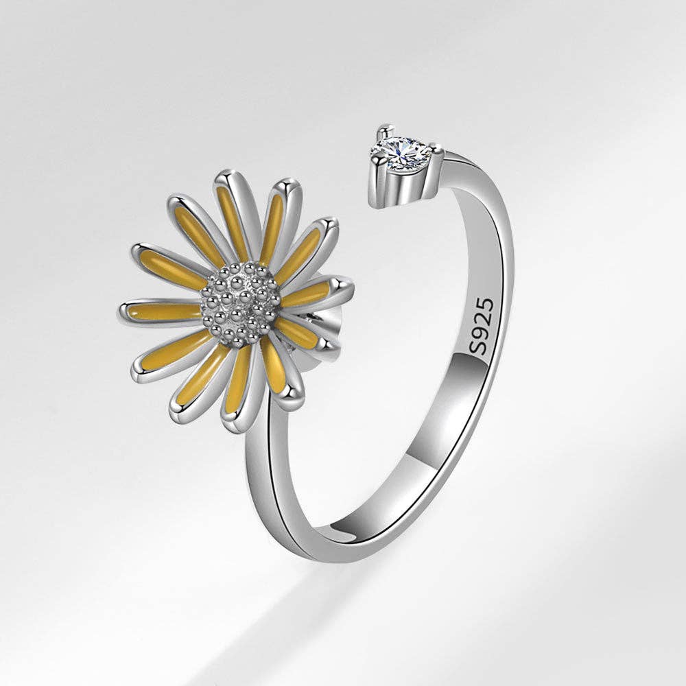 Katinki - Wholesale Multi-Stone Ring - Daisy Flower Adjustable Open Ring0