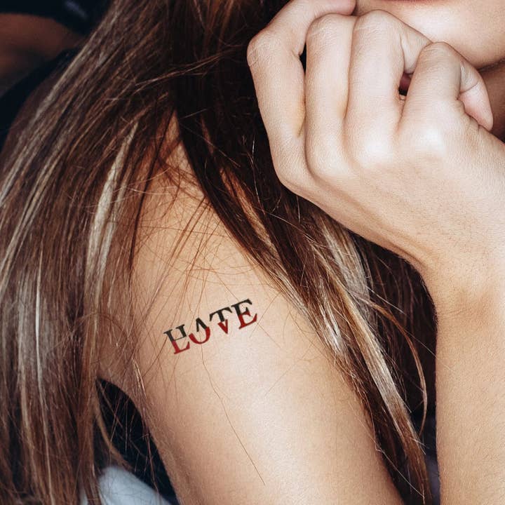 encredelicate - Venta al por mayor Tatuajes temporales - tatuaje temporal con las palabras amor y odio (juego de 4)