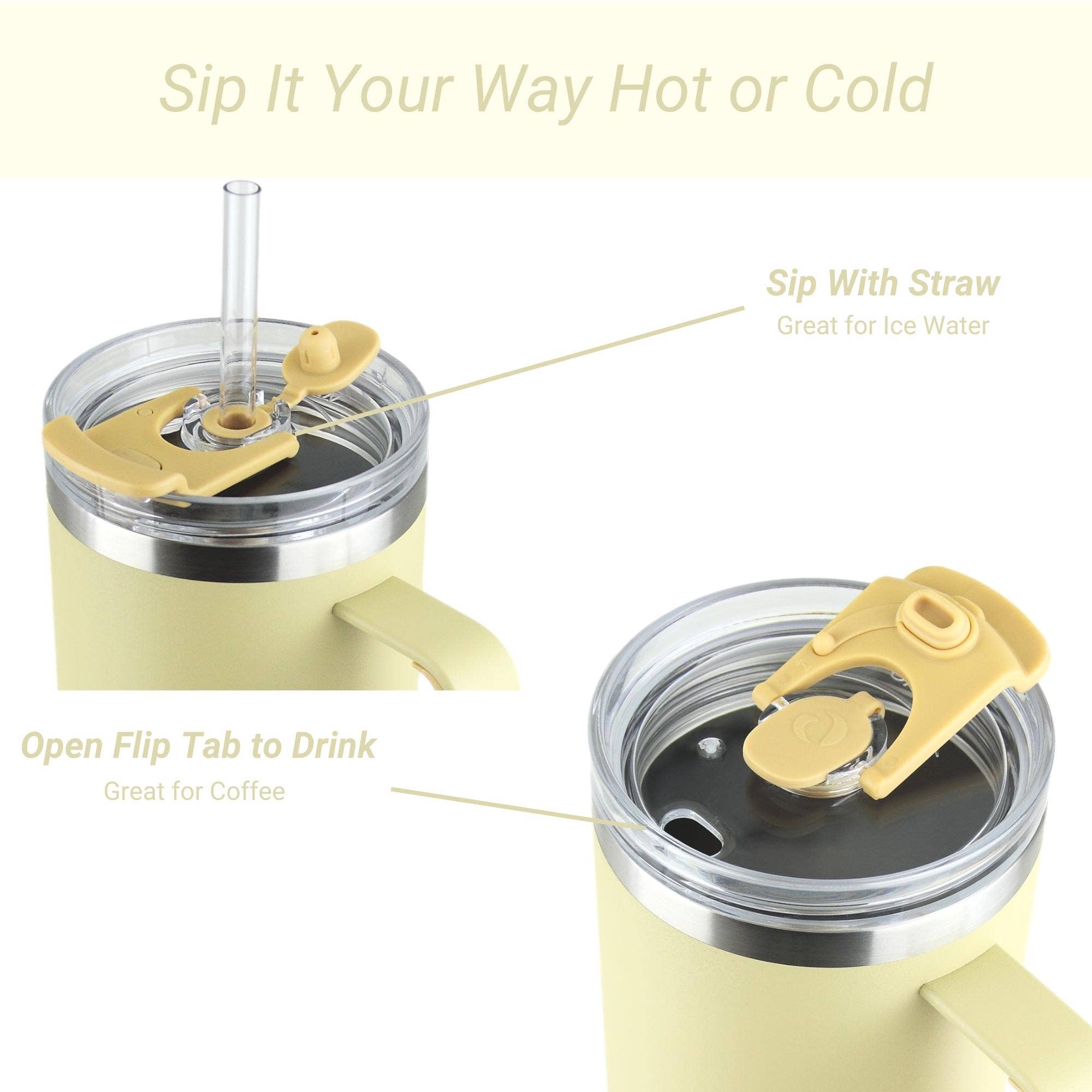 Drinco - Vendita all'ingrosso Bicchiere/tazza termica - Bicchiere termico Drinco BigSur da 40 oz e 30 oz con manico, cannuccia e coperchio flip40