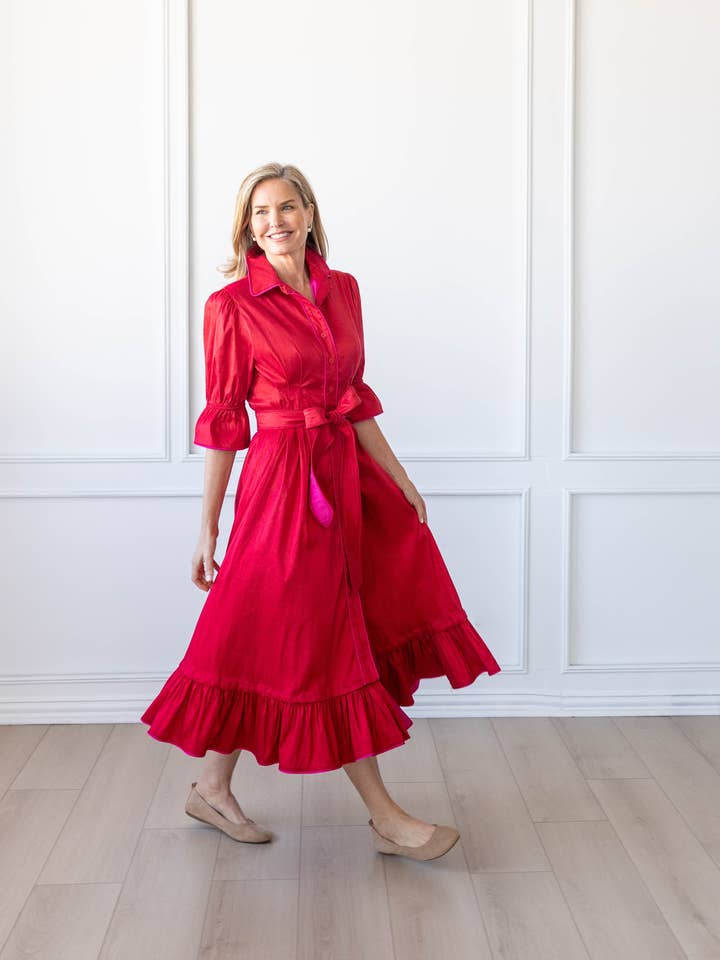 Kim Lolley Designs - Venta al por mayor Vestido - Mujer - VESTIDO CAROL EN ROJO/FUCSIA4