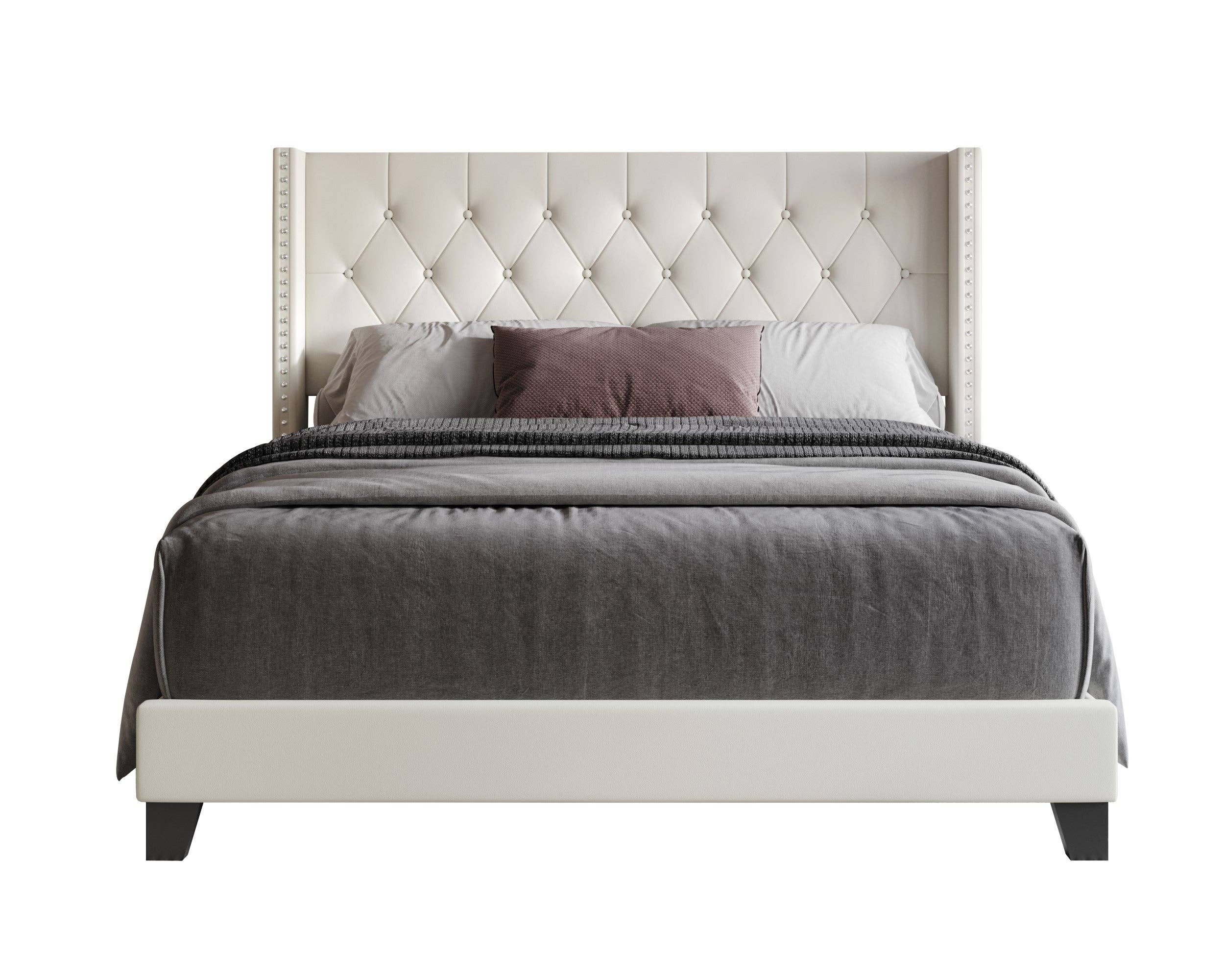 Home Design - Wholesale Bed - Homer Button-Tufted Wingback Upholstered Panel Bed Frame5