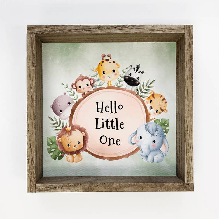 Hello Little One - Cute Baby Animals - Nursery Art & Frame for wholesale by Hangout Home