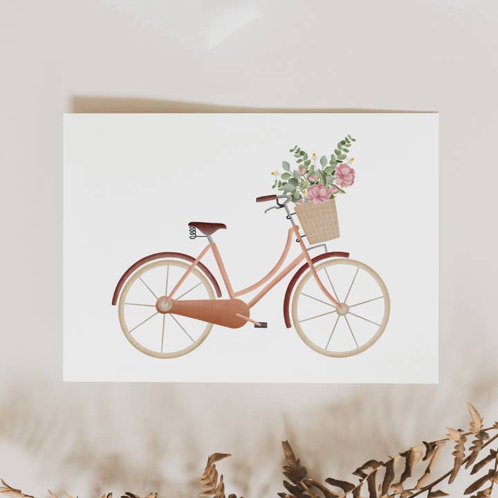 Postcard Bicycle with Flower Basket - Greeting Card Spring Flowers and other Purchase Wholesale herr und frau rio. Free Returns & Net 60 Terms on Faire trending on Faire.