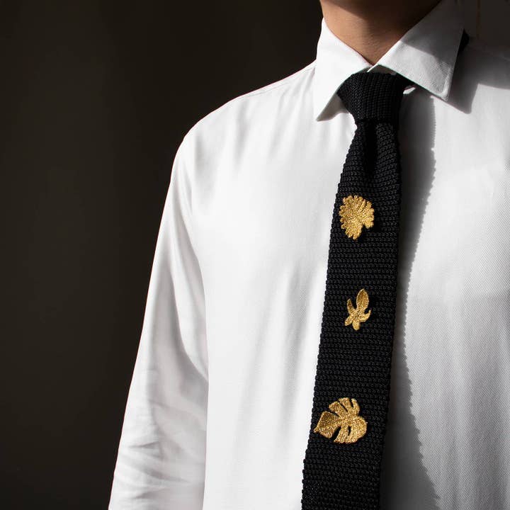 Golden Embroidered Brooches - 3 tropical leaves (Aroids) for wholesale by Botanopia USA - gifts , decor and cards for plant lovers