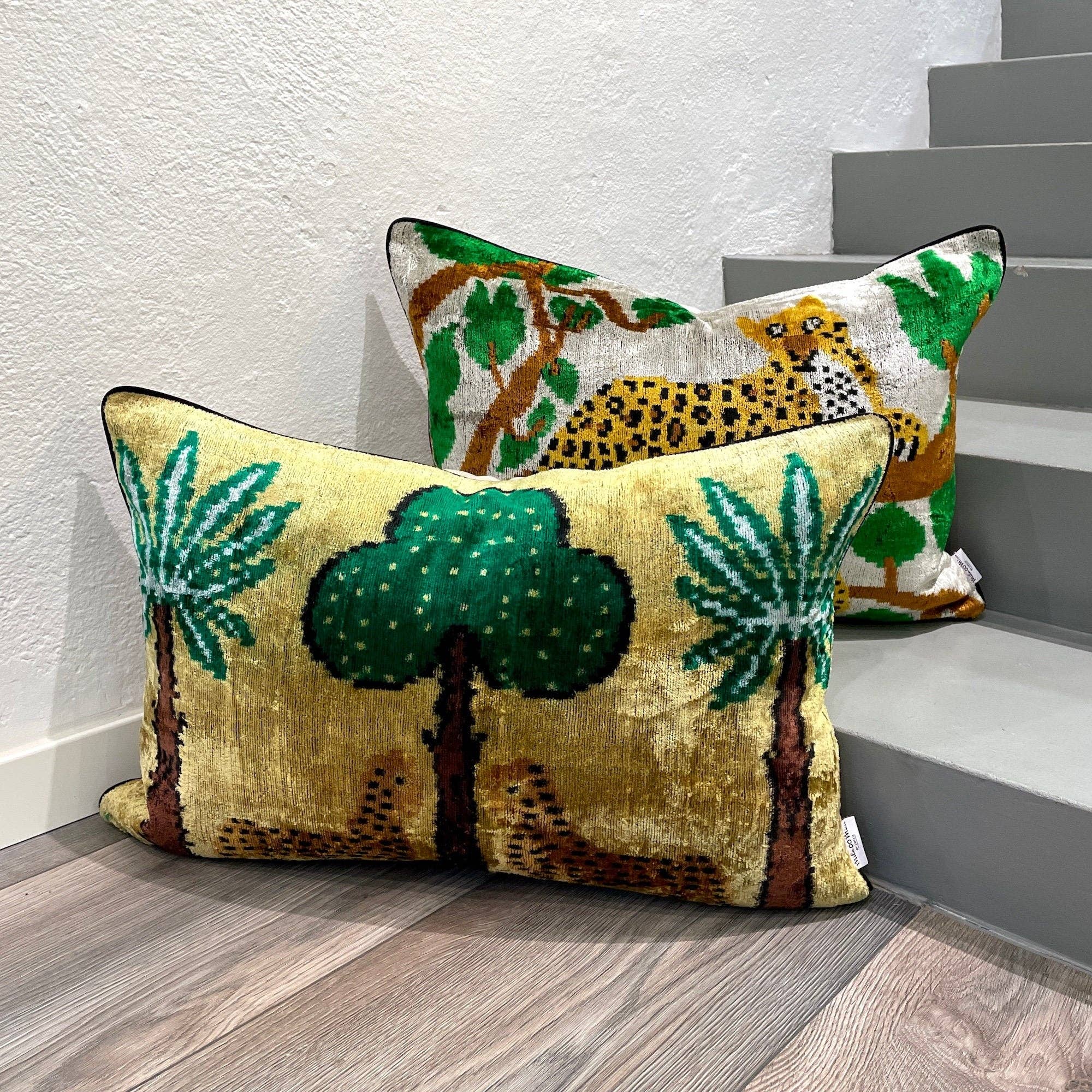 Mila∞Miro by Emelie - Wholesale Throw Pillow Cover - Velvet Ikat Cushion Cheetah | Velvet Ikat Pillow Cheetah7