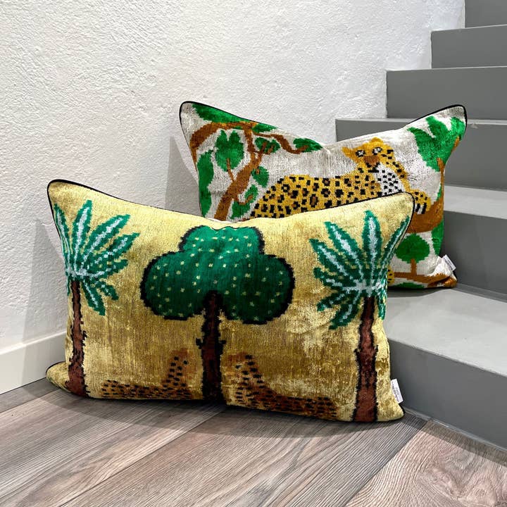 Mila∞Miro by Emelie - Wholesale Throw Pillow Cover - Velvet Ikat Cushion Cheetah | Velvet Ikat Pillow Cheetah7