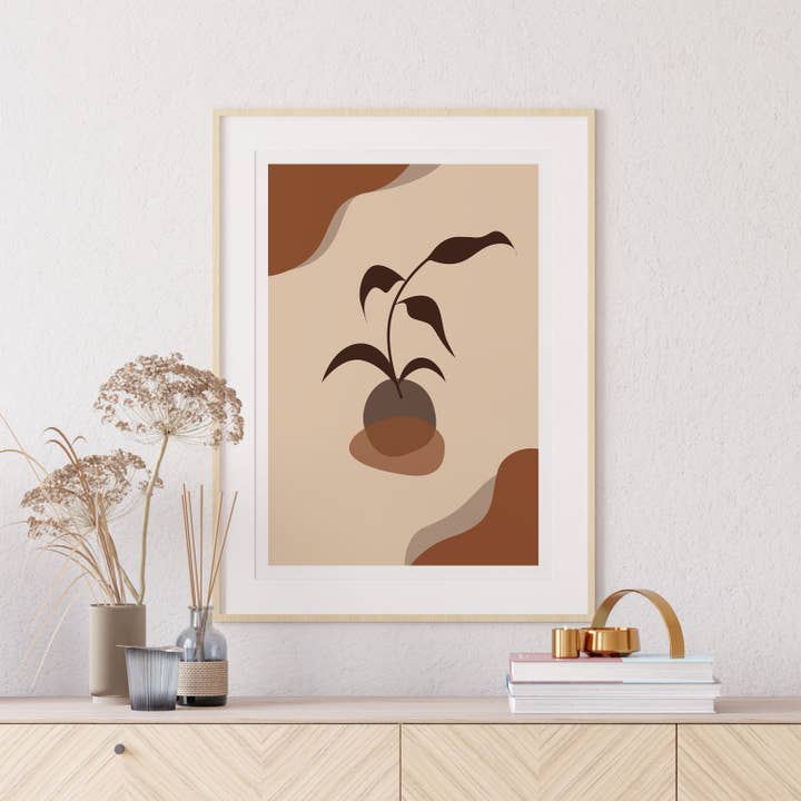 Abstrakt Boho Plante Print No49 for engroshandel hos el&chic