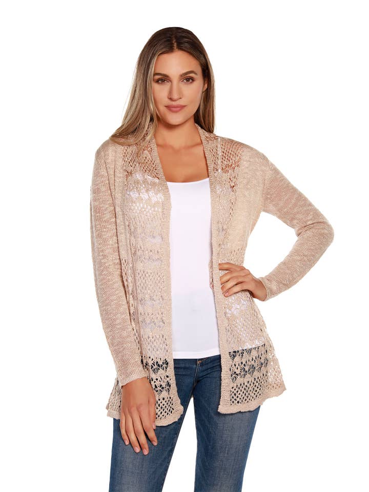 Belldini - Wholesale Cardigan - Women's - Women's Long Sleeve Crochet Knit Swing Cardigan31