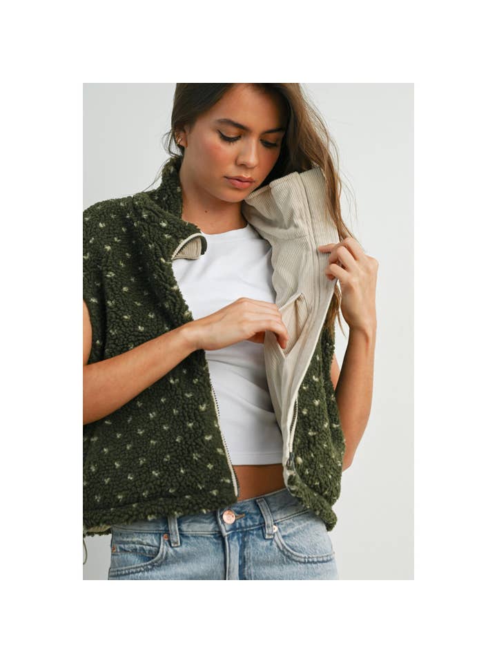 BUTTERMELON - Wholesale Jacket - Women's - Floral Fleece Sleeveless Vest - BMJ784936