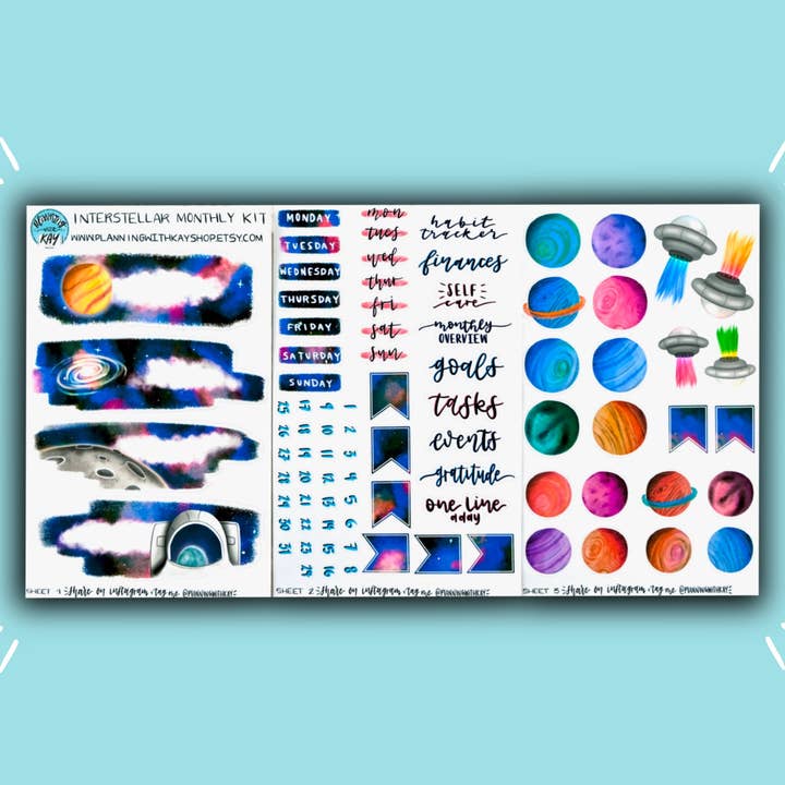 Kit mensuel interstellaire pour la vente par Planning With Kay