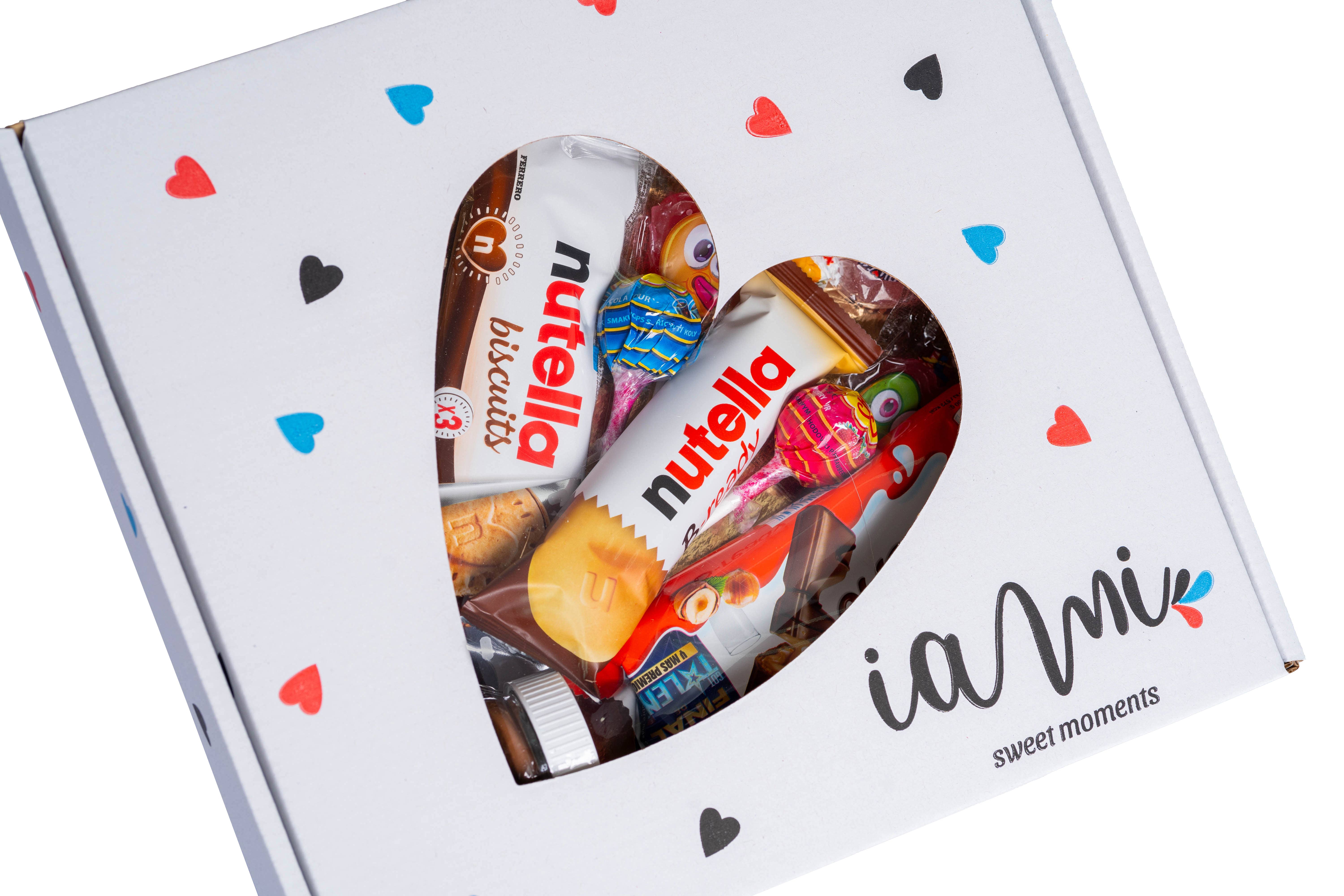 IAMI - Venta al por mayor Caja de bombones - Corazon de Nutella, Kinder Bueno, Geles de Frutas3