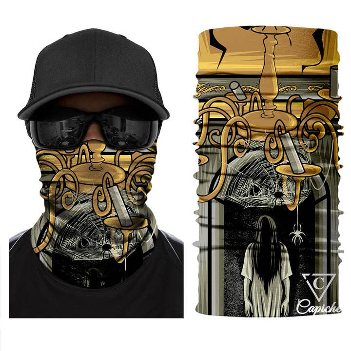 Cursed Mansion Biker Mask - Yellow/Grey for wholesale by Capiche