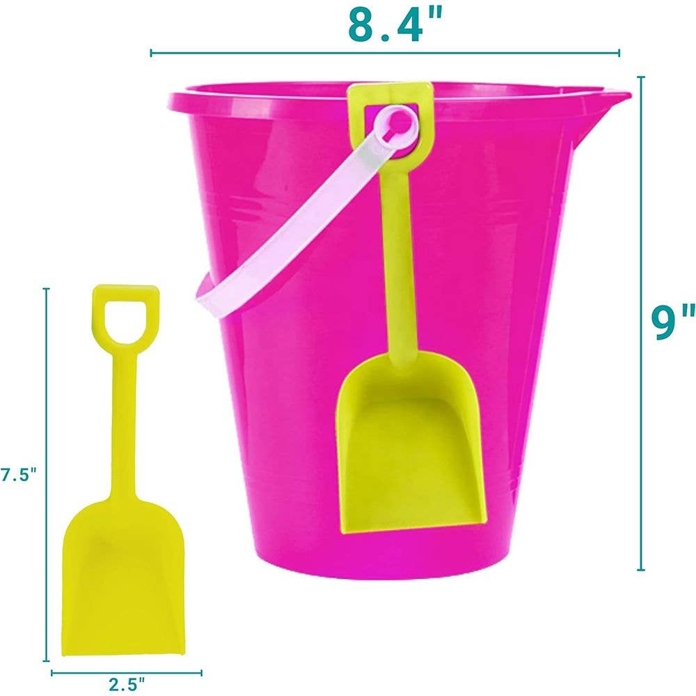 4E's Novelty - Wholesale Beach/Pool Toy - Kids & Baby - 9" Large Sand Bucket with Shovel [12 Pack Bulk] Beach Buckets - Beach Toys for Kids & Toddlers, Party Favors by 4E's Novelty3