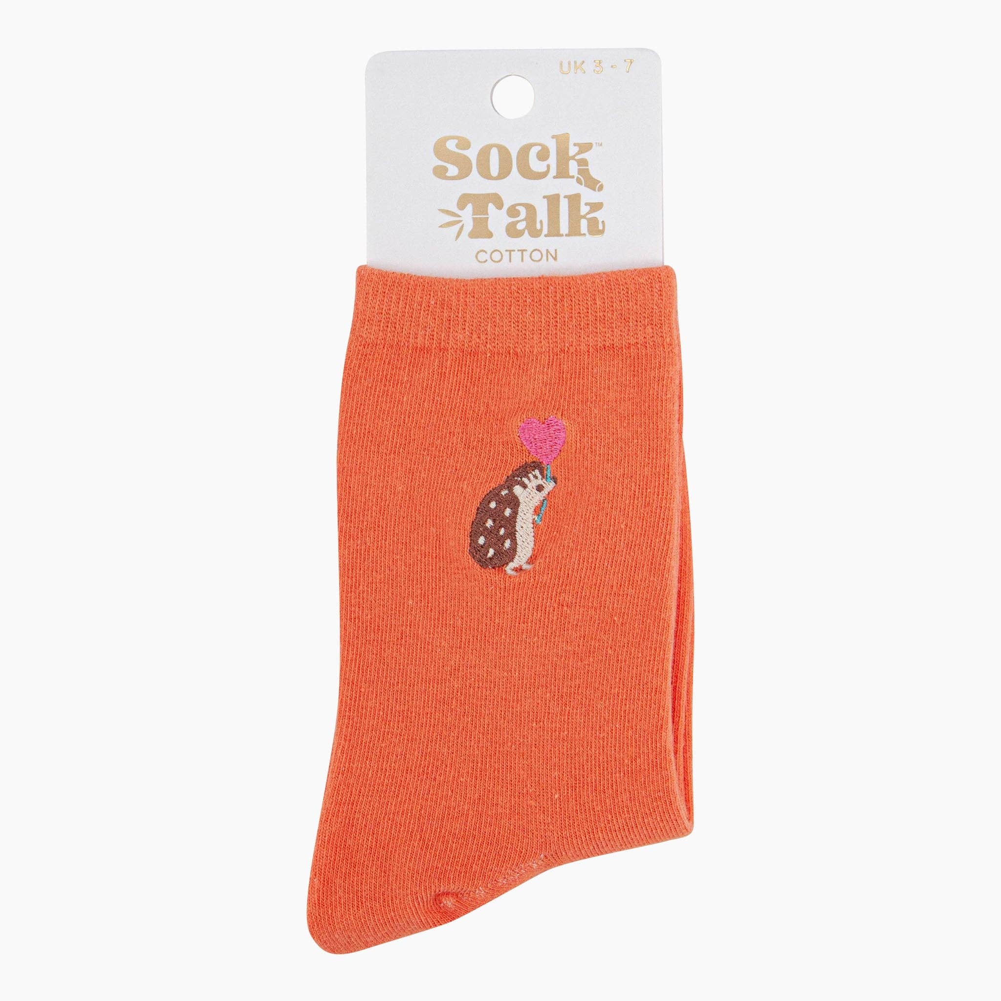 Sock Talk - Wholesale Socks - Women's - Women's Embroidered Socks - Orange, Hedgehog Heart Balloon3