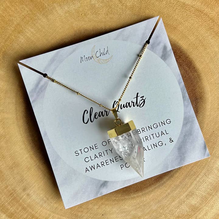 Moon Child - Wholesale Pendant/charm necklace - Large Pyramid Clear Quartz Pendant