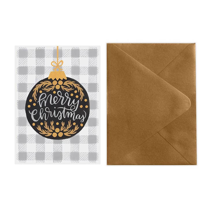 LoveLight Paper - Wholesale Christmas Card - Plaid Ornament - Christmas Card1