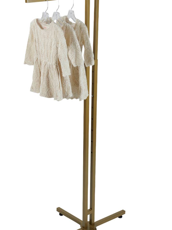 Gold 2-Way Clothing Rack with Straight Arms for wholesale by Store Supply Warehouse